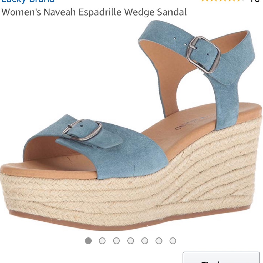 Lucky Brand leather espadrille wedge sandals